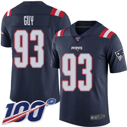 New England Patriots Football #93 100th Season Rush Limited Navy Blue Men Lawrence Guy NFL Jersey->new england patriots->NFL Jersey